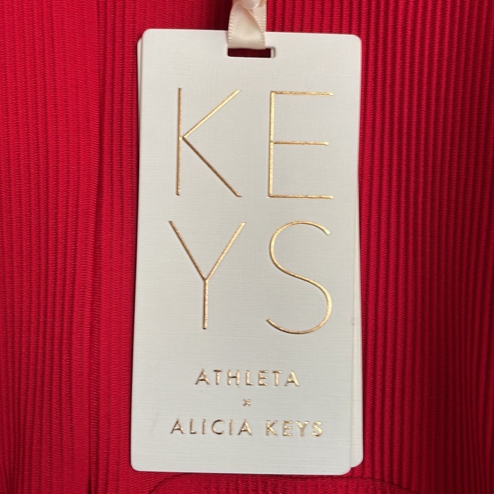 NWT Athleta x Alicia Keys Goddess Red Ribbed Mock Neck Half Zip Bodysuit Small - Picture 6 of 8